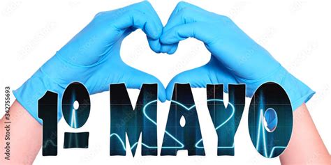 1° Mayo Día Del Trabajo Letras Rellenas Por Un Encefalograma Con