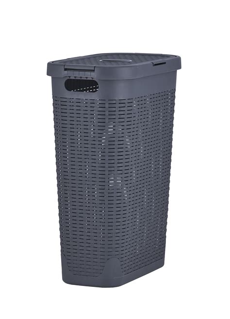 Laundry Basket Laundry Hamper With Lid 40 Liter Deluxe Wicker Style