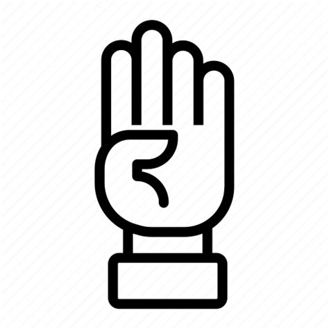 Counting Four Four Fingers Hand Sign Language Icon Download On