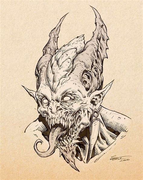 ArtStation Demon Bust Fredo Viktor Demon Drawings Horror Drawing