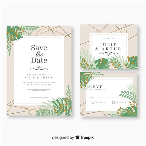Free Vector Flat Wedding Stationery Template Collection