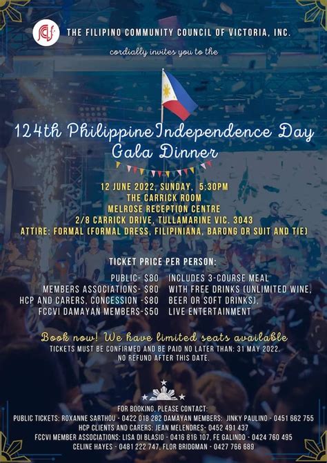 preparation for 124th philippine independence day gala dinner filipino community council of