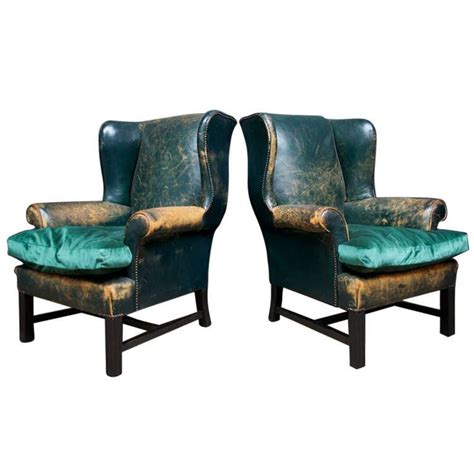 Enjoy free shipping on most stuff, even big stuff. Green Leather Wingback Chairs at 1stdibs