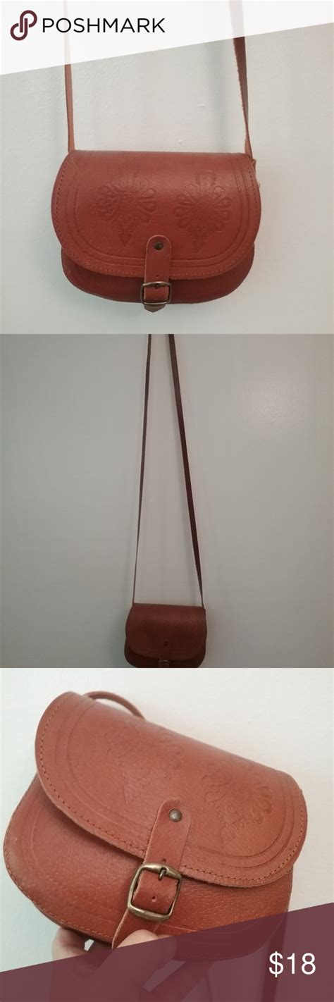 Vintage Small Tan Leather Saddle Cross Body Bag Leather Saddle Bags