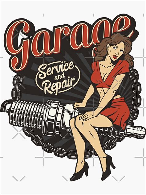 "Vintage Garage Pinup Girl" Sticker for Sale by renju1902 | Redbubble