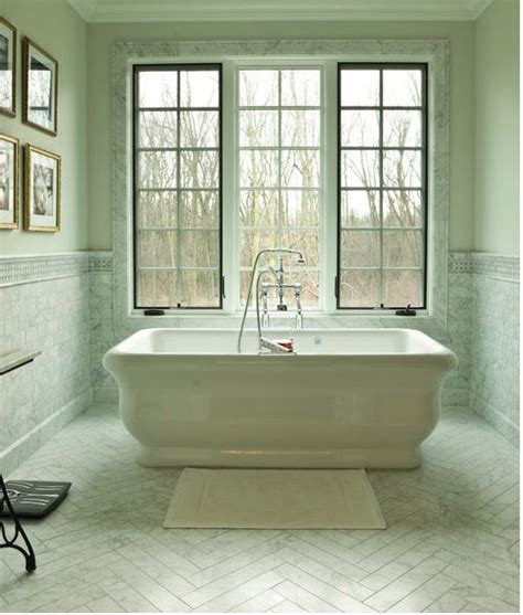 Check spelling or type a new query. Large marble tile in herringbone pattern - tub under ...