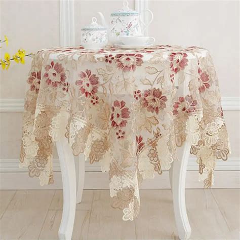 Top Elegant Embroidery Lace Tablecloth Pastoral Home Decorative Table