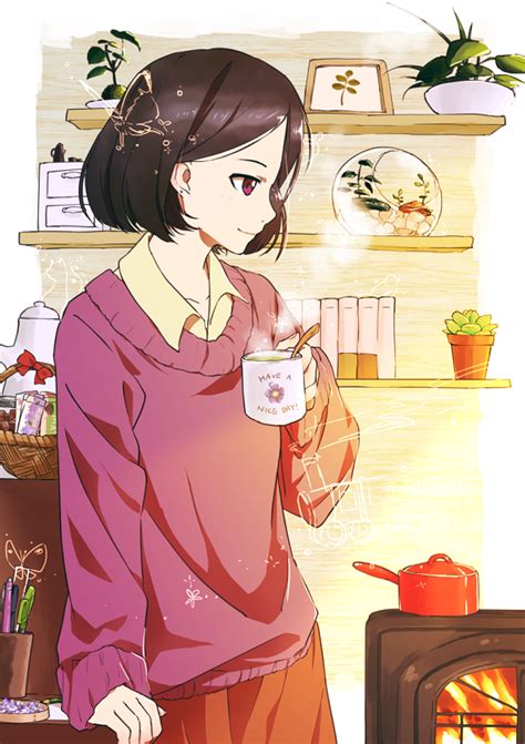 Images Of Anime Girl Drinking Coffee