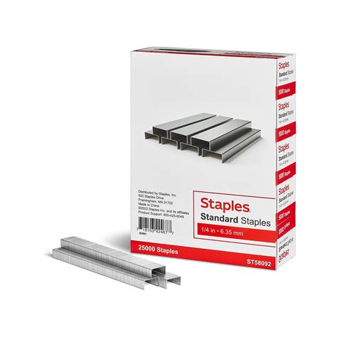 Staples Standard Staples, 1/4" Leg Length, 5000/Box, 5/Pack (TR58092