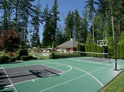 The innovative basketball court tiling is low maintenance, easy to clean, responds exactly like hardwood, and comes celebrate the 4th of july with a backyard basketball court from versacourt! Indoor/Outdoor Basketball Courts | Elizabeth Erin Designs