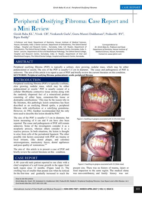 Peripheral Ossifying Fibroma Case Report Docslib