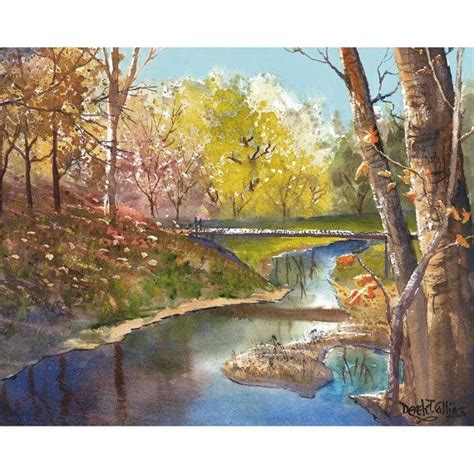 Bridge Painting Watercolor Landscape Print River Por Derekcollins