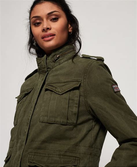 Womens Classic Winter Rookie Military Jacket In Dark Khaki Superdry Uk