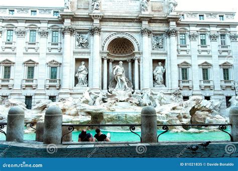 View Of Empty Trevi Fountain Early Morning In Rome Editorial Image