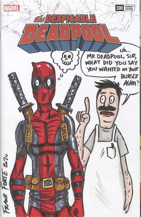 Despicable Deadpool 1 Bobs Burgers Sketch Cover Signed In Frank