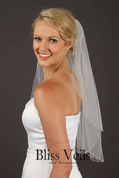 Stunning Crystal Beaded Edge Veil This Veil Is A Layer Veil With Crystals Bugle Beads And