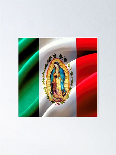 Póster Nuestra Señora de Guadalupe Virgen María Mexicana Bandera
