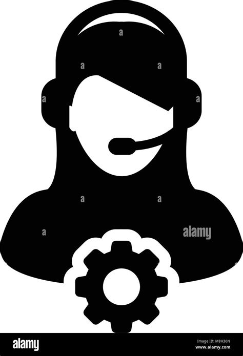 Service Icon Vector Female Operator Person Profile Avatar With Headset