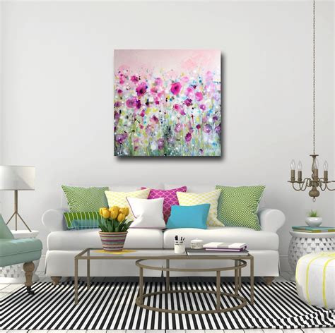 Pink Floral Canvas Print Giclee Print From Painting Poppies Etsy