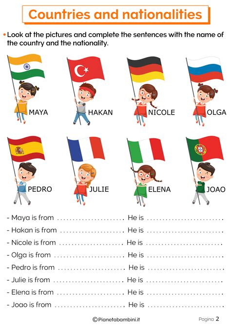 Paesi E Nazionalità In Inglese Esercizi Per La Scuola Primaria