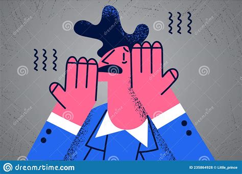 Stressed Man Suffer From Panic Attack Stock Vector Illustration Of