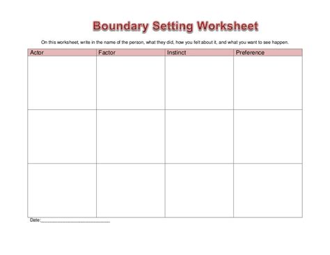 Worksheet Boundary Setting