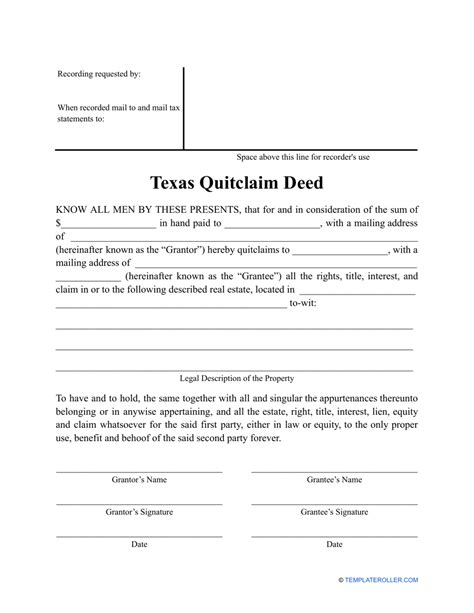 Free Texas Quitclaim Deed Form How To Write Guide Vrogue