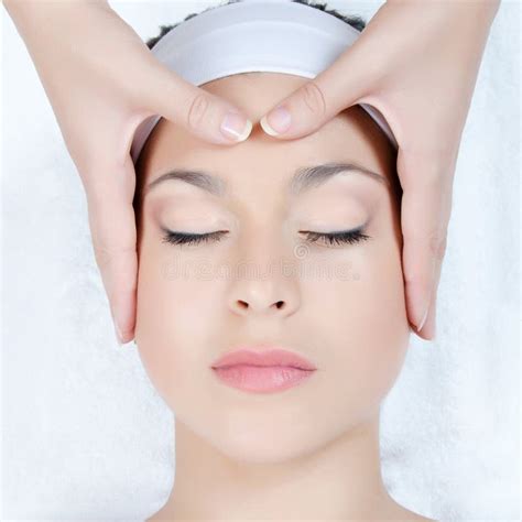 Woman Receiving Face Massage Stock Image Image Of Enjoyment Happy