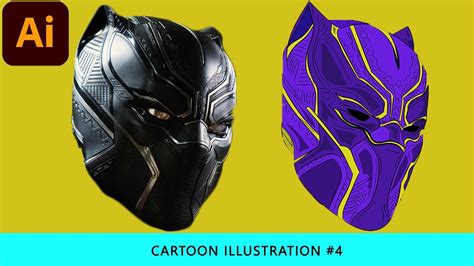 Black Panther Vector Portrait Speed Art Adobe Illustrator Youtube