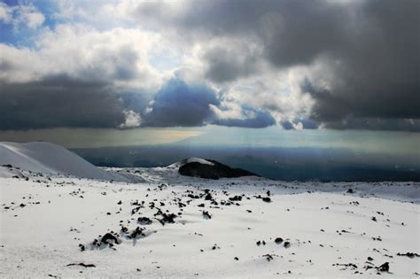 Premium Photo Etna Volcano Of Sicily Covered By Snow
