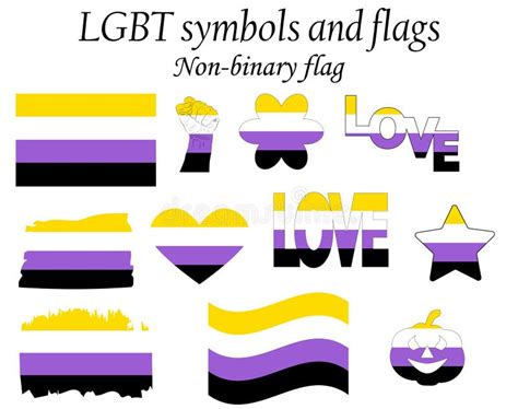 non binary pride community flag lgbt symbol sexual minorities identity illustration stock