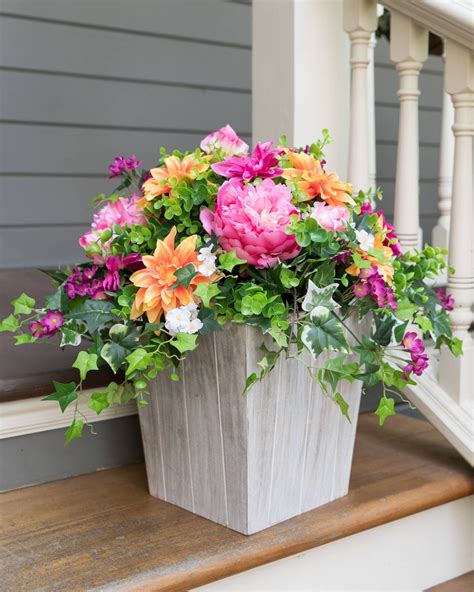 Fine Beautiful Artificial Outdoor Flower Arrangements Bamboo Vase Stand