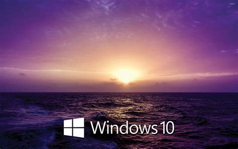 Windows 10 Text Logo On The Purple Sunset Wallpaper Computer