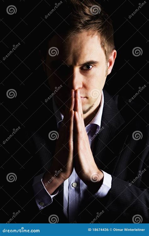 Portrait Of Businessman With Folded Hands Stock Photo Image Of