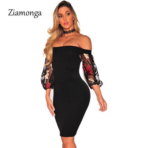 ziamonga 2018 fashion women retro mesh floral print dress black casual bodycon dress sexy summer
