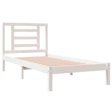 Bed Frame White Solid Wood Pine 90x200 Cm Wood Decors Furniture