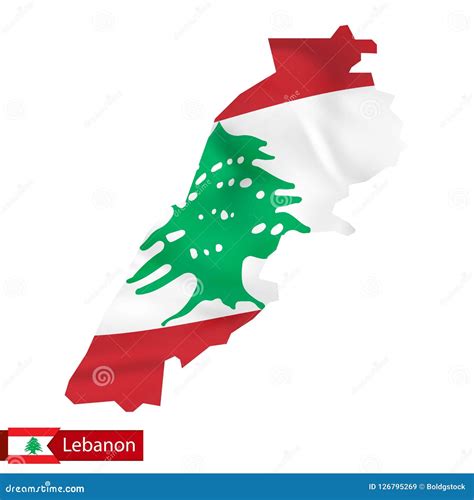 Lebanon Map With Waving Flag Of Country Stock Vector Illustration Of