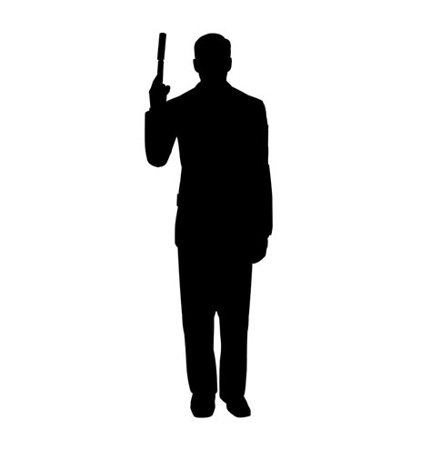 Life Size Secret Agent Spy With Gun Silhouette Cardboard Standup