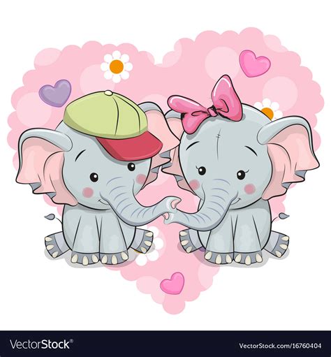 Two Cute Cartoon Elephants Royalty Free Vector Image