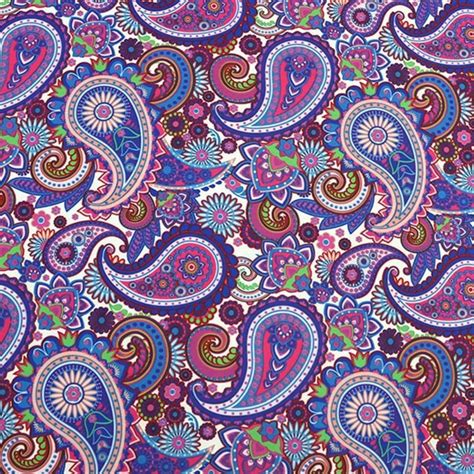 Bohemian Paisley Upholstery Fabric By The Yard Purple Blue Boho Floral Mandala Paisley Print