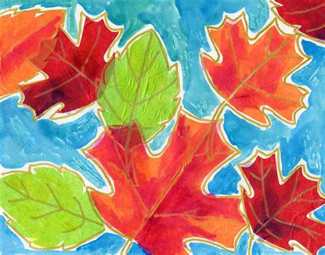 Art Projects For Kids Tissue Paper Watercolor Fall Leaves Painting
