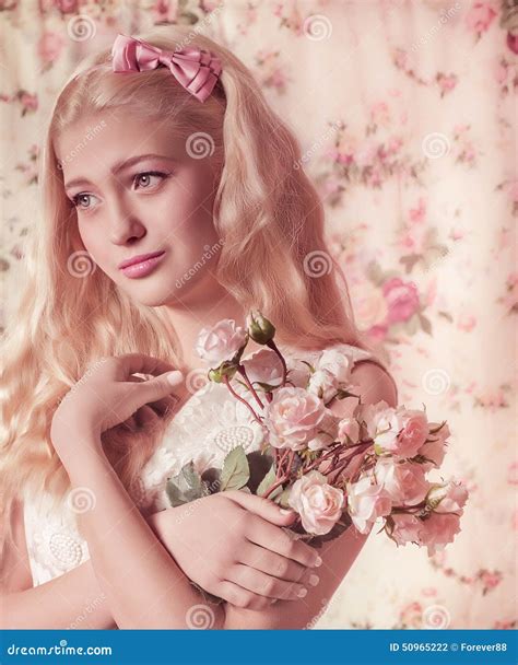Young Girl With Flowers Stock Photo Image Of Human Face 50965222
