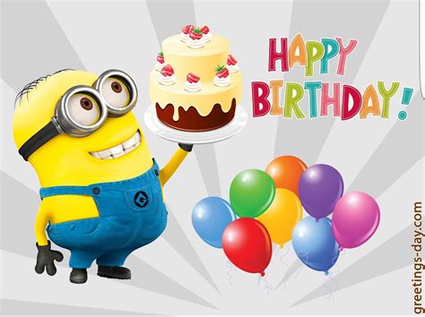 Happy Birthday Minion With Chocolate Cake And Vanilla Frosting And