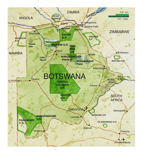 Road Map Of Botswana