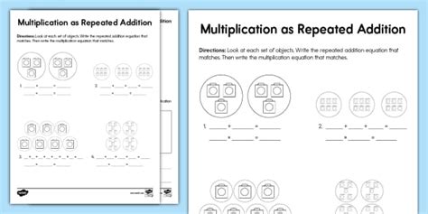 Second Grade Multiplication As Repeated Addition Activity Worksheet