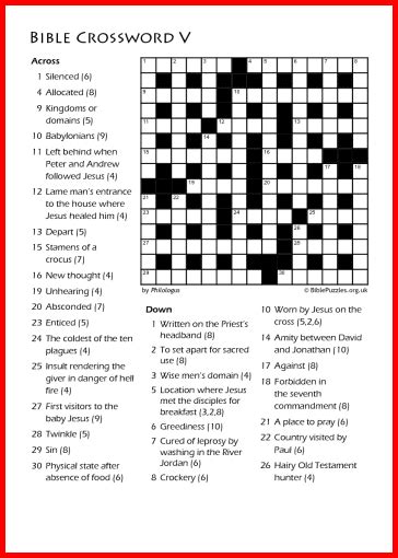 Characters in the gospels see how quickly you can think of the names of these important people from the new testament. Bible Crossword Puzzle - Crossword V | BiblePuzzles.com
