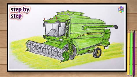 John Deere Combine Harvester How To Draw John Deere Harvester Machine