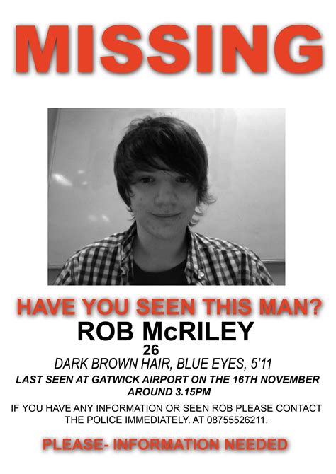 Creating A Missing Poster For Rob Mcriley Post 1
