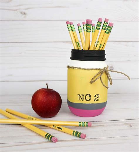 Pencil Mason Jar Fun Teacher T Idea Clumsy Crafter Mason Jar