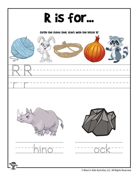 Letter R Phonics Recognition Worksheet Woo Jr Kids Activities